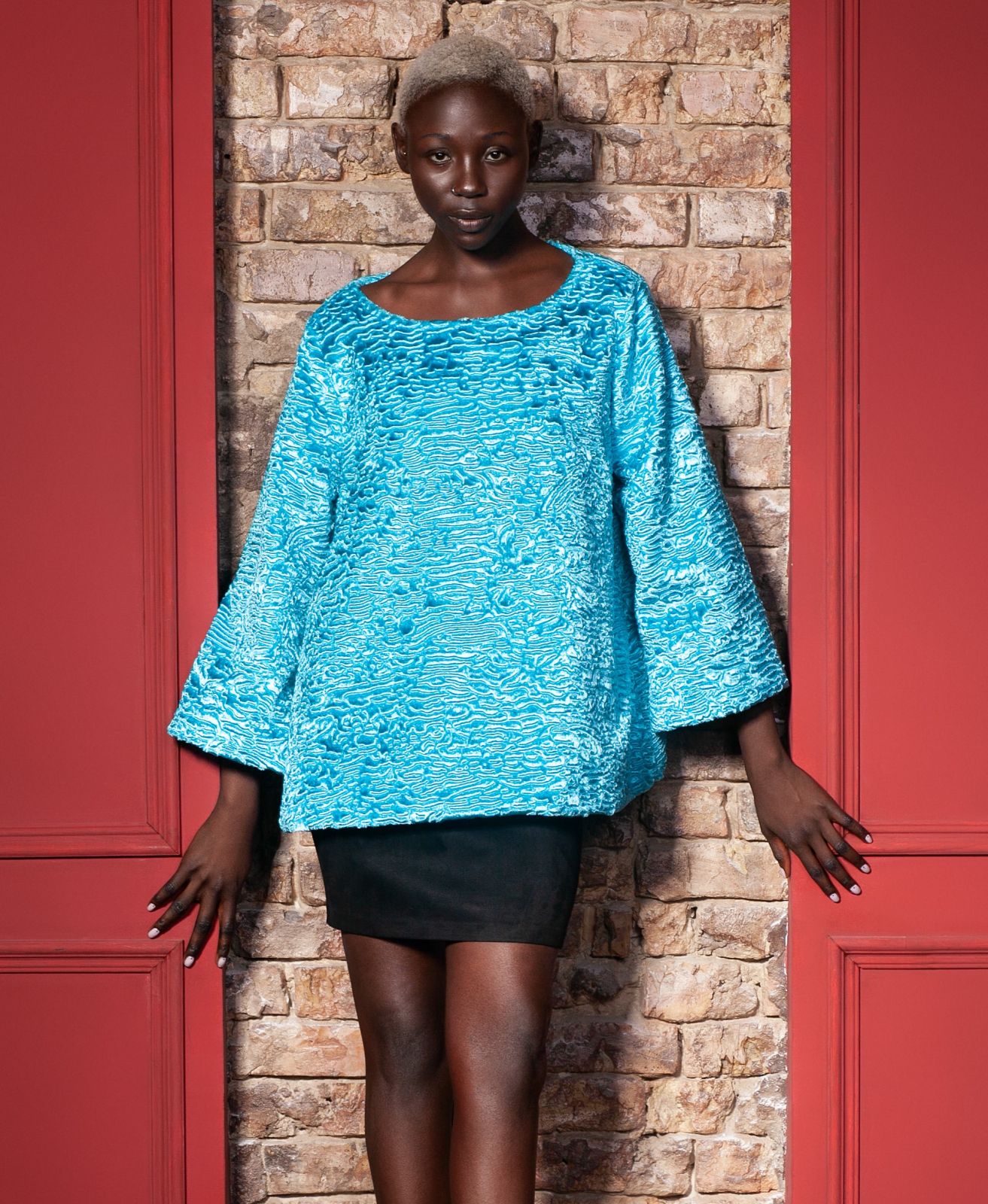 Photo #2 - Sweater eco fur Tissavel - astrakhan aquamarine