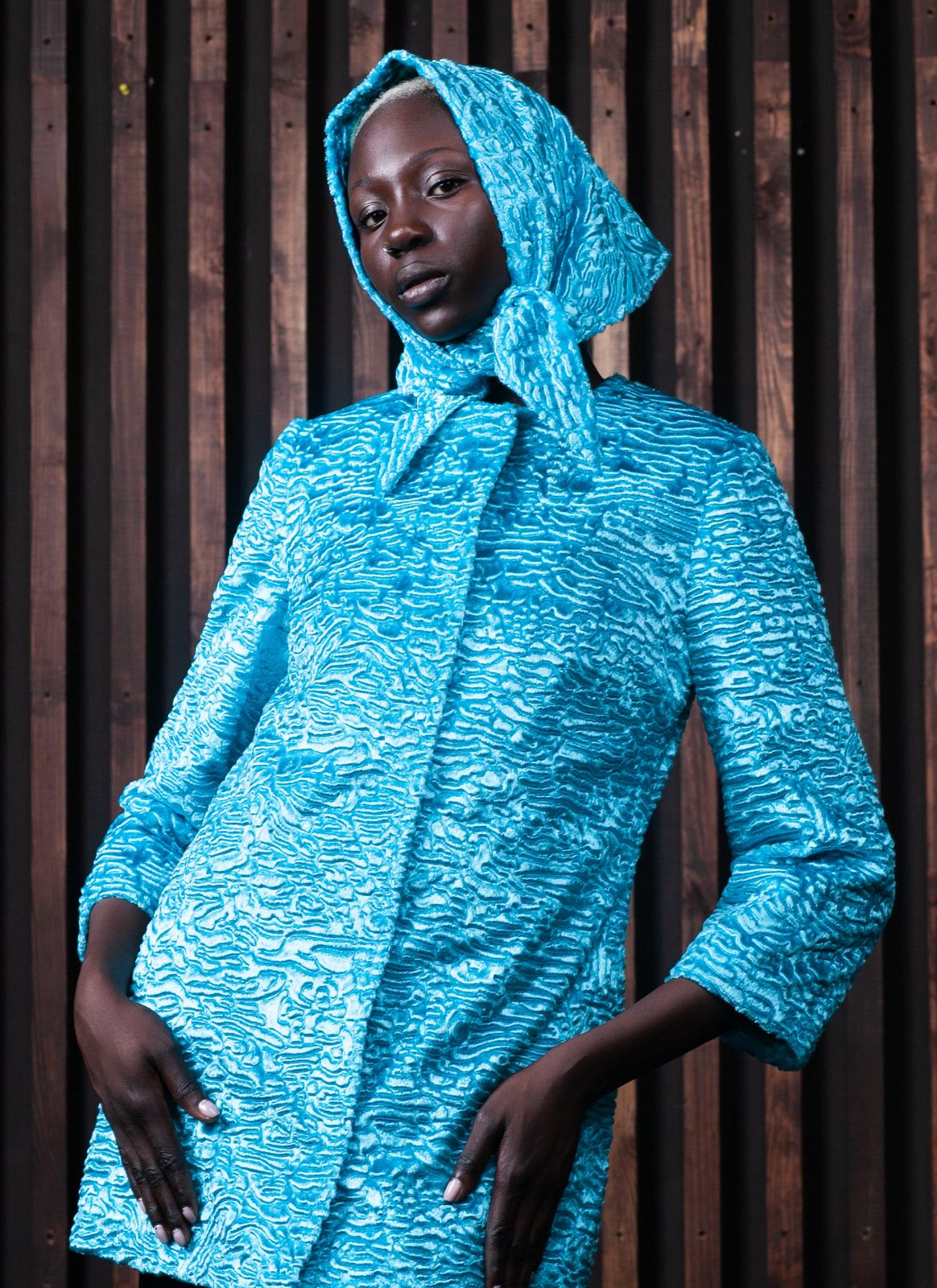 Photo #2 - Kerchief eco fur Tissavel - astrakhan aquamarine