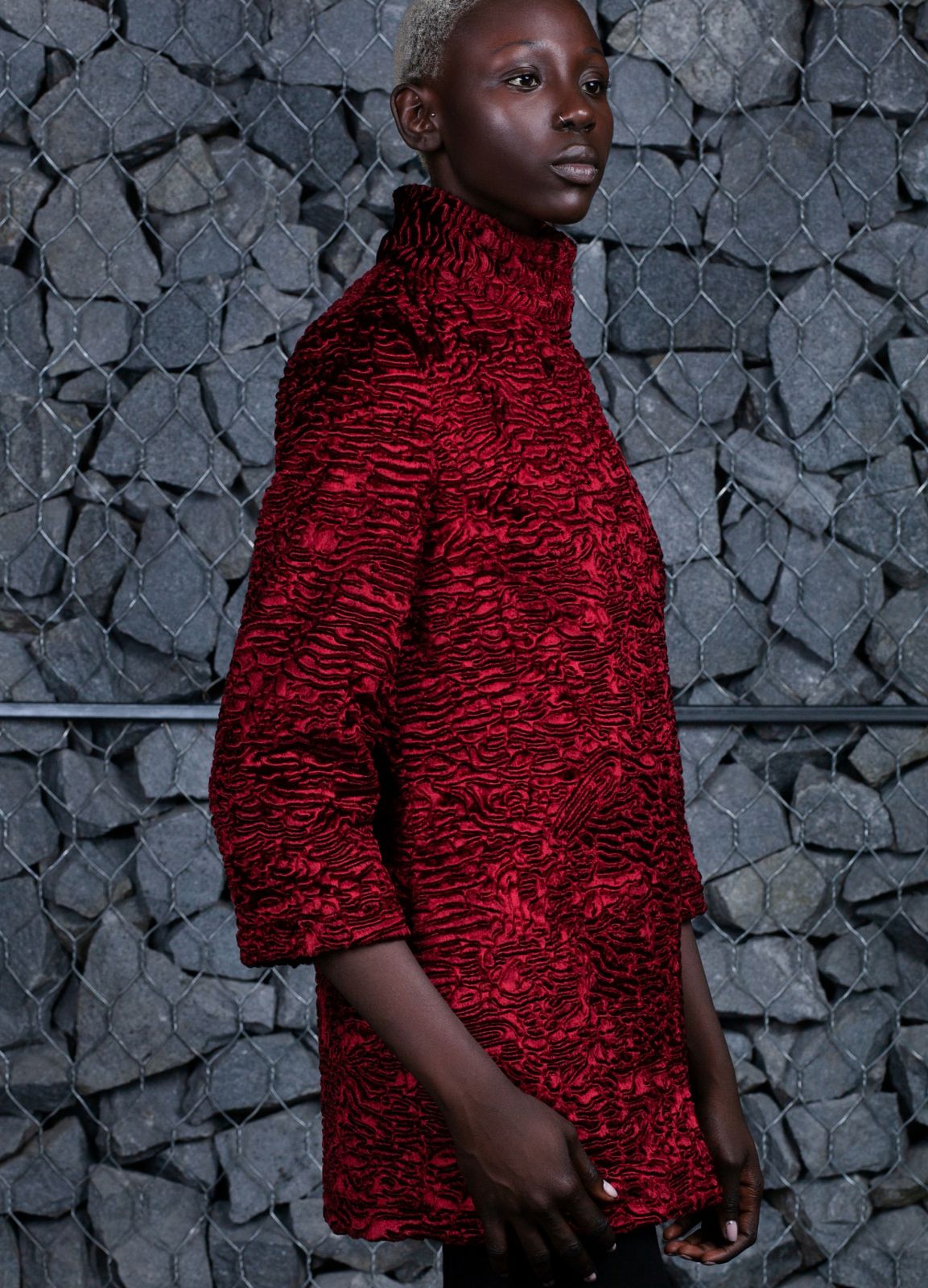 Photo #3 - Jacket eco fur Tissavel - astrakhan garnet