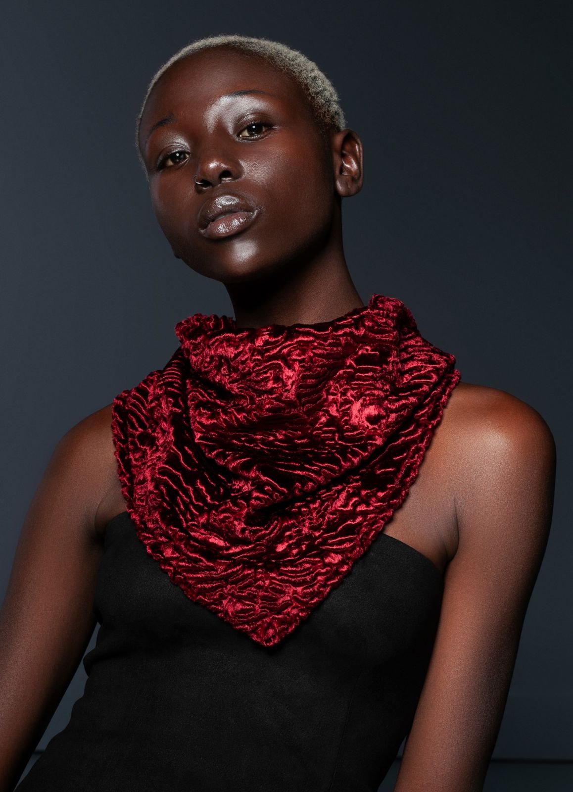 Photo #1 - Kerchief eco fur Tissavel - astrakhan garnet
