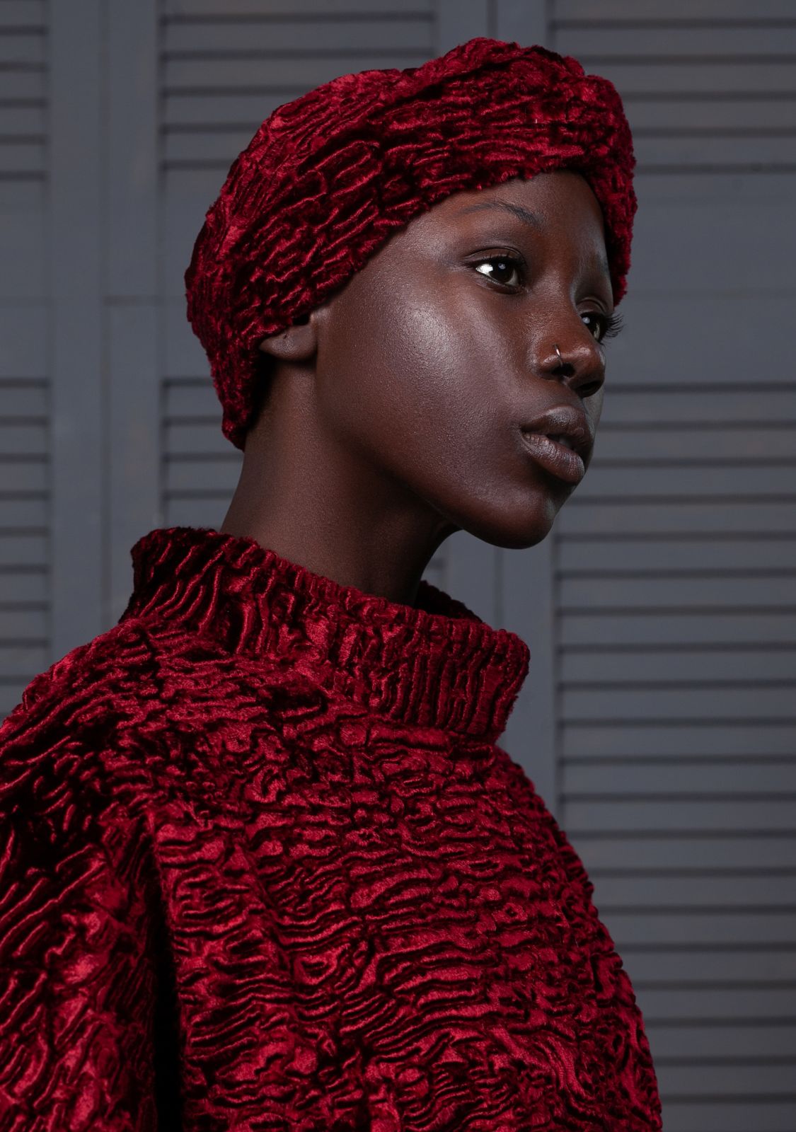 Photo #2 - Turban eco fur Tissavel - astrakhan garnet