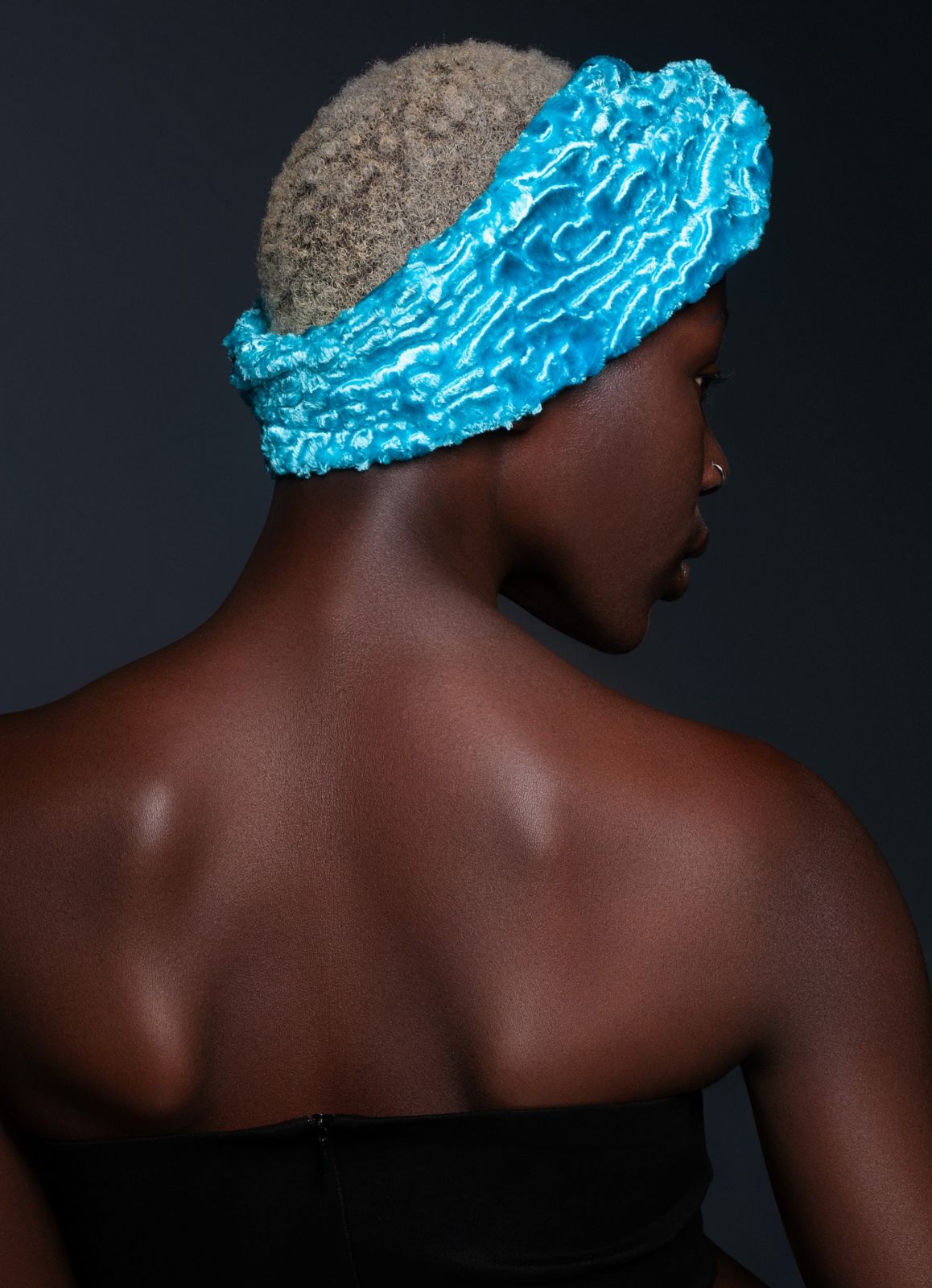 Photo #1 - Turban eco fur Tissavel - astrakhan aquamarine