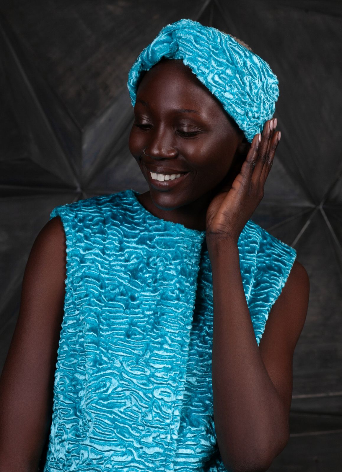 Photo #2 - Turban eco fur Tissavel - astrakhan aquamarine