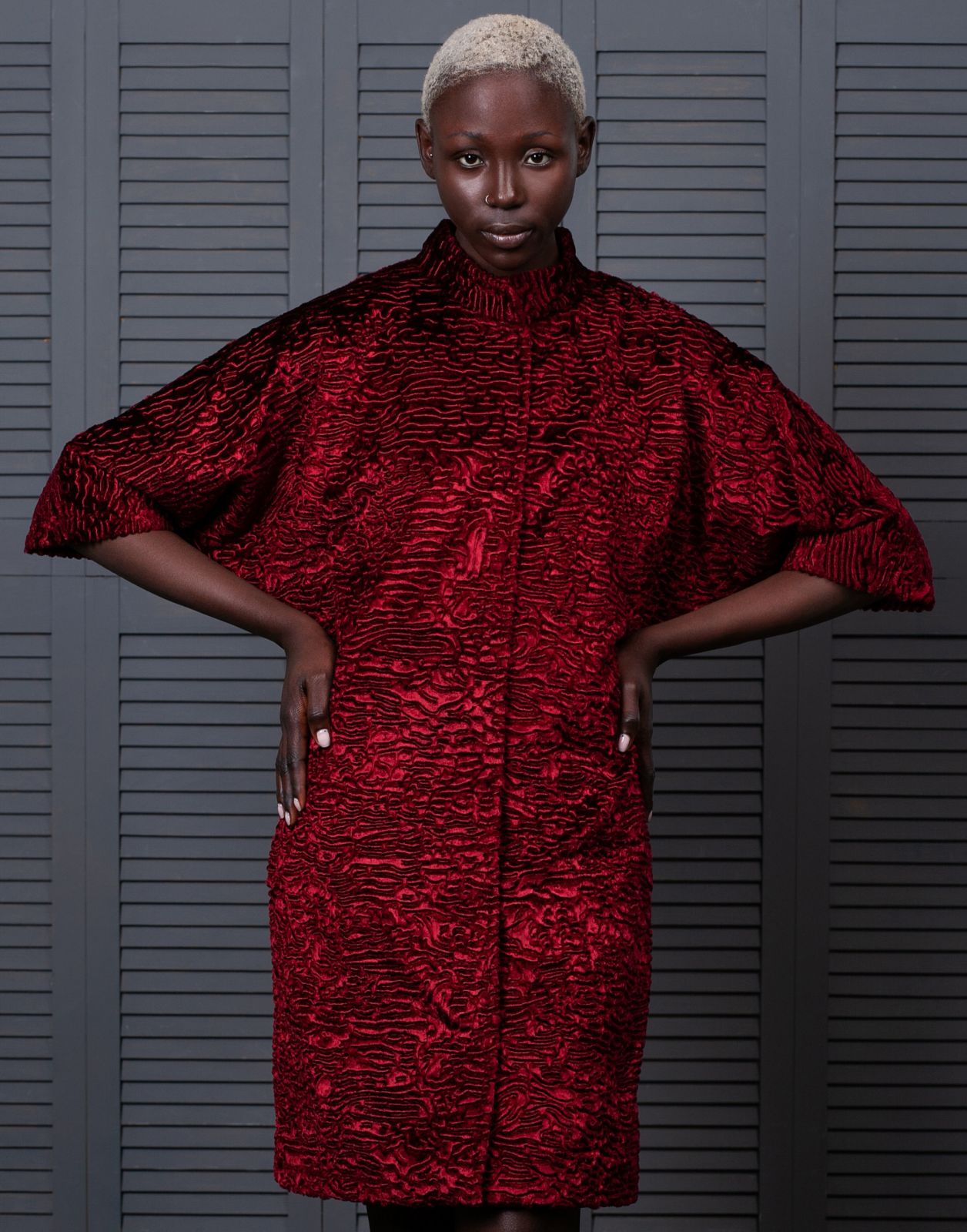 Photo #1 - Jacket eco fur Tissavel - astrakhan garnet