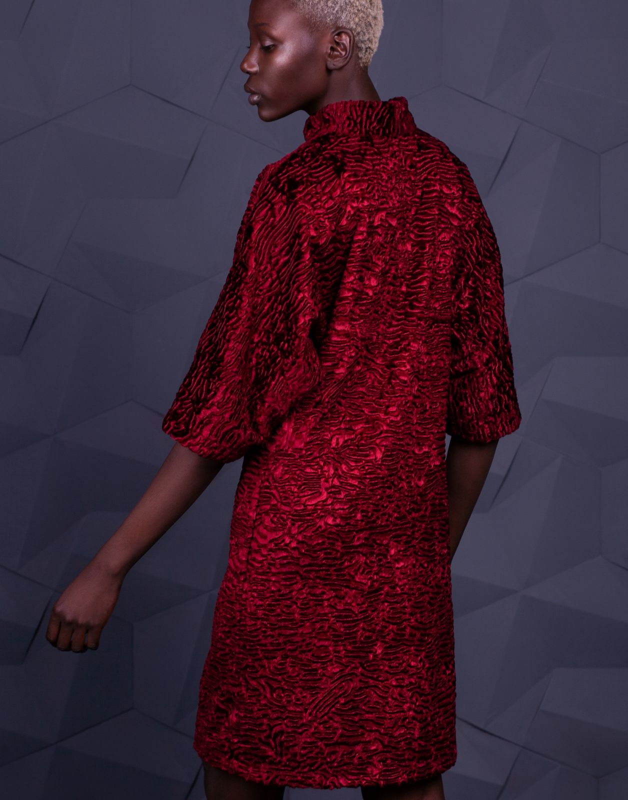 Photo #3 - Jacket eco fur Tissavel - astrakhan garnet