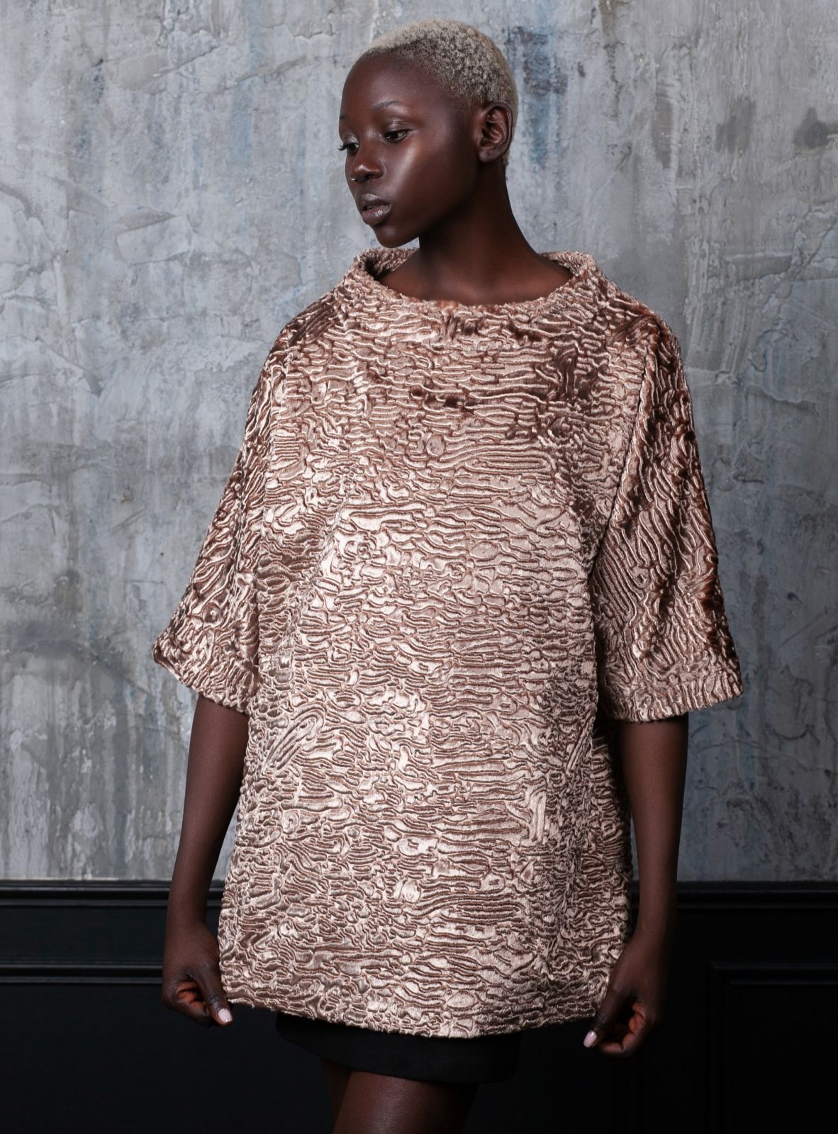 Photo #1 - Sweater eco fur Tissavel - astrakhan onyx