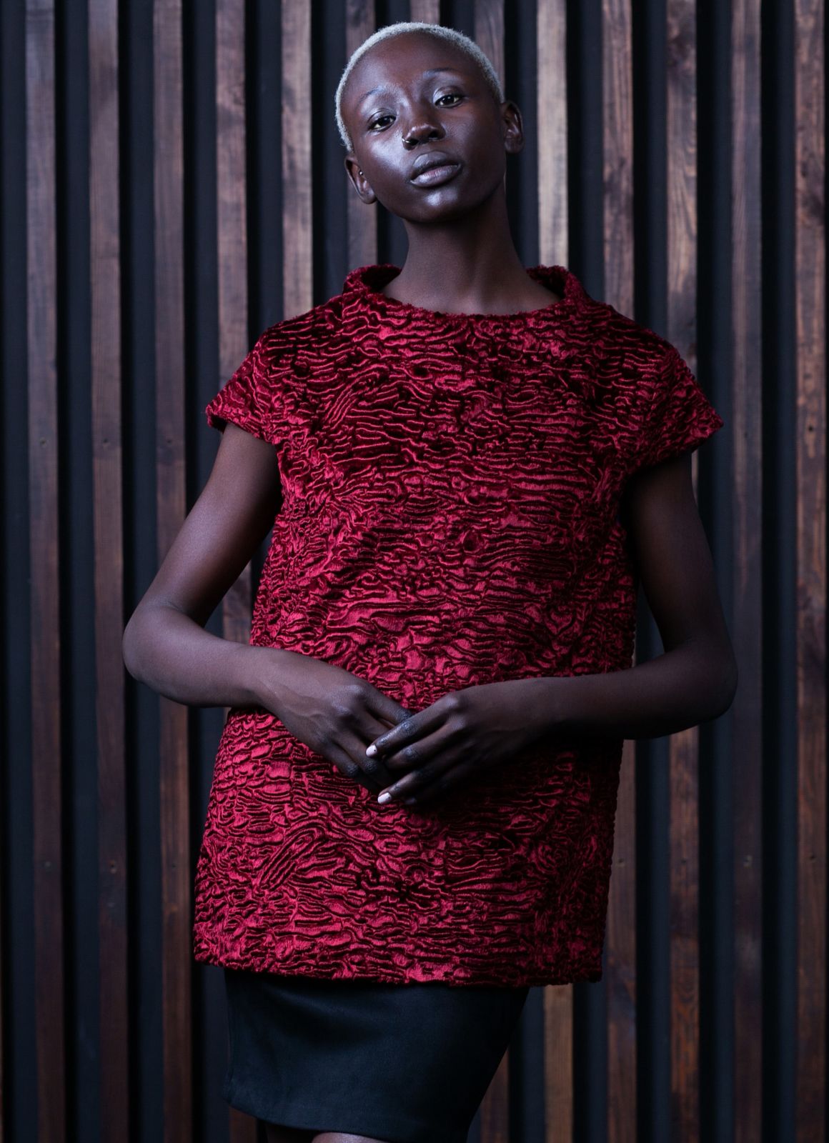 Photo #2 - Sweater eco fur Tissavel - astrakhan garnet