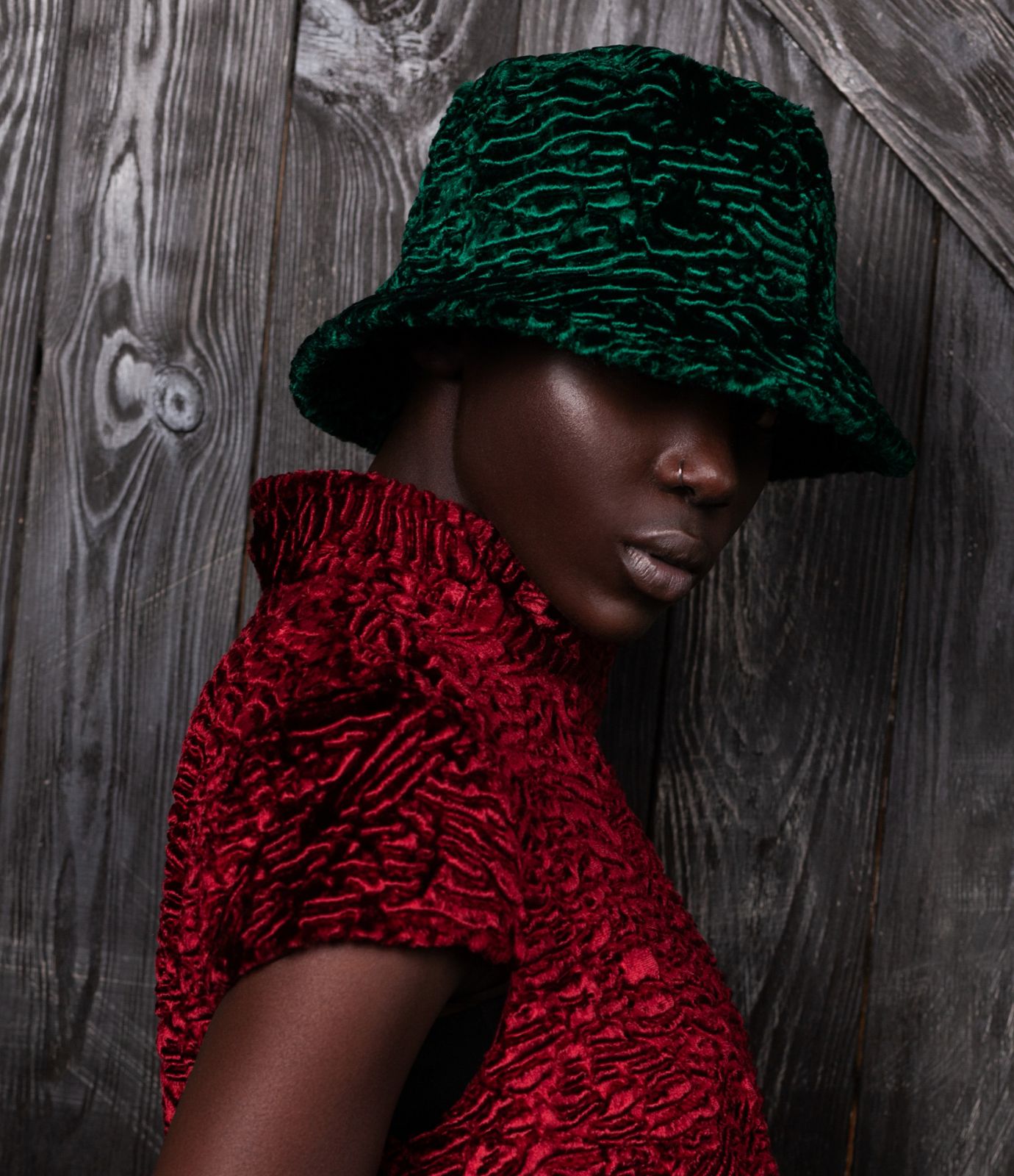 Photo #2 - Bucket hat eco fur Tissavel - astrakhan emerald