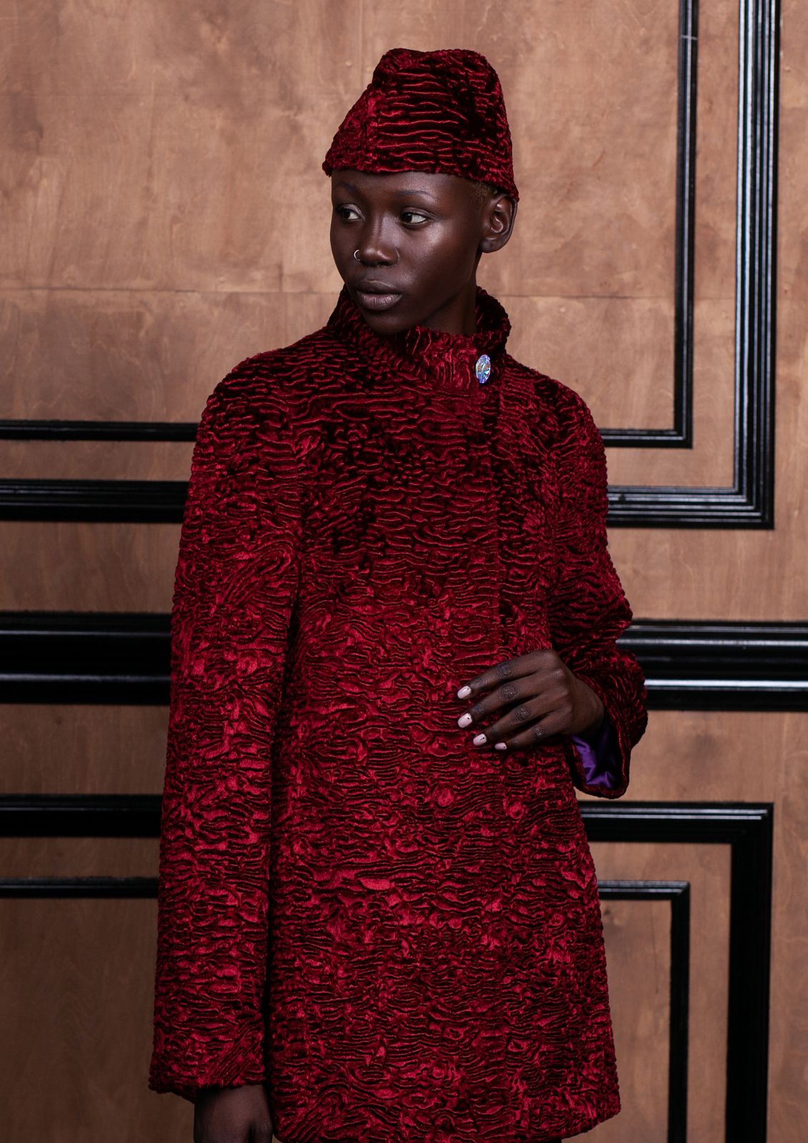 Photo #2 - Forage cap eco fur Tissavel - astrakhan garnet