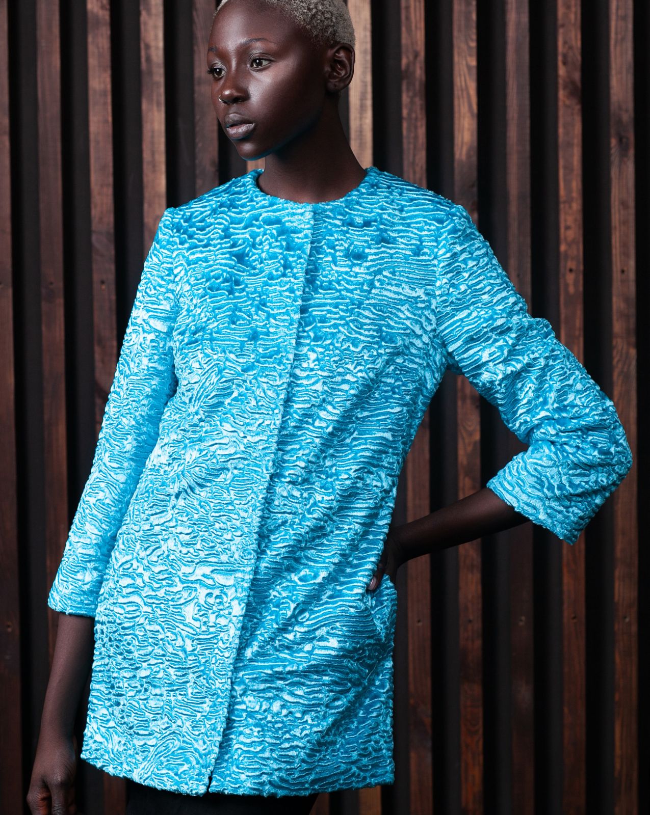 Photo #2 - Jacket eco fur Tissavel - astrakhan aquamarine