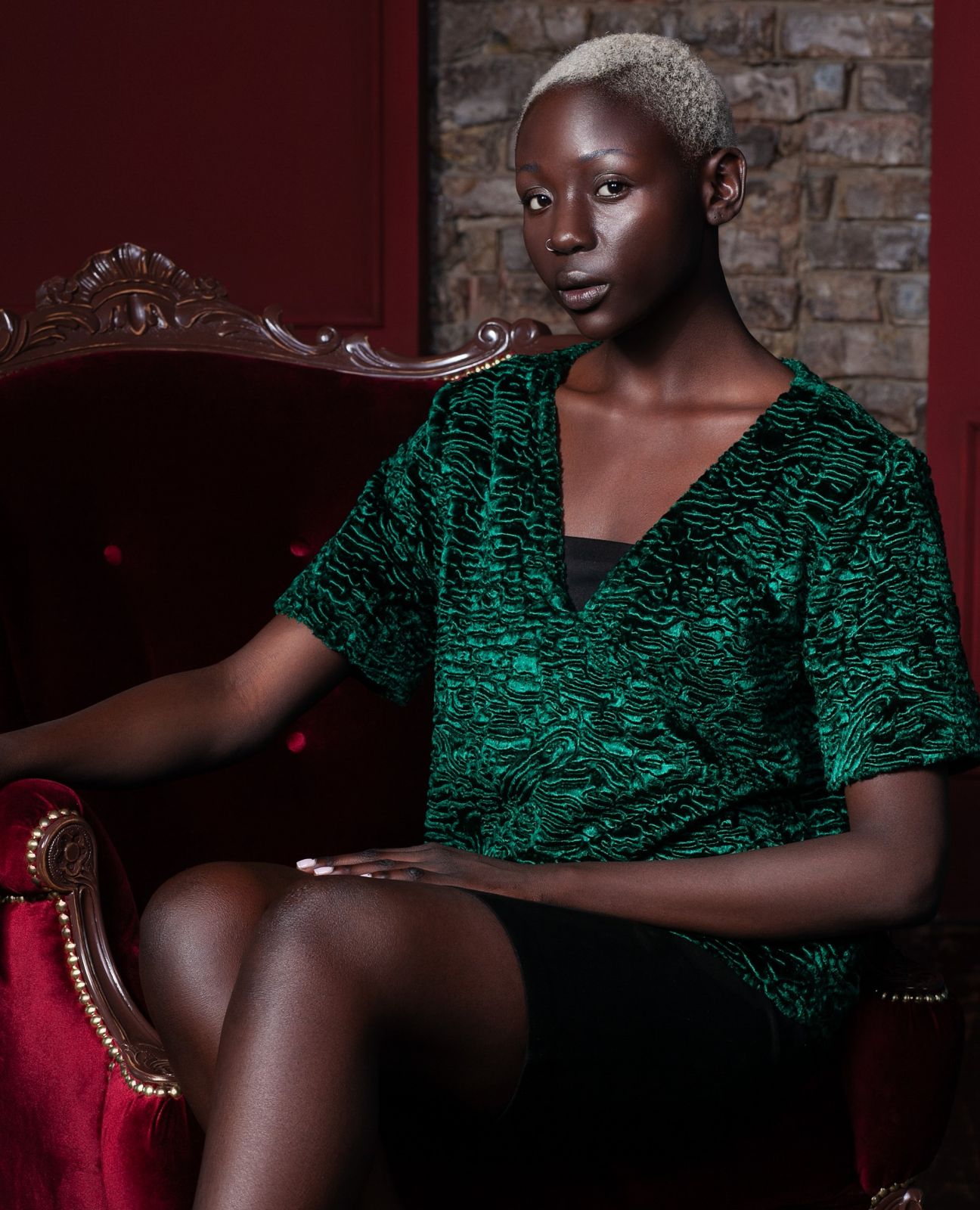 Photo #1 - Sweater eco fur Tissavel - astrakhan emerald