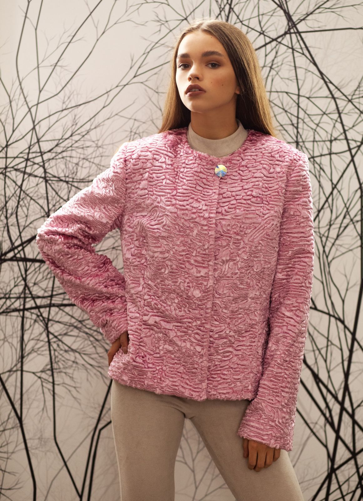 Photo #3 - Coat eco fur Tissavel - astrakhan quartz