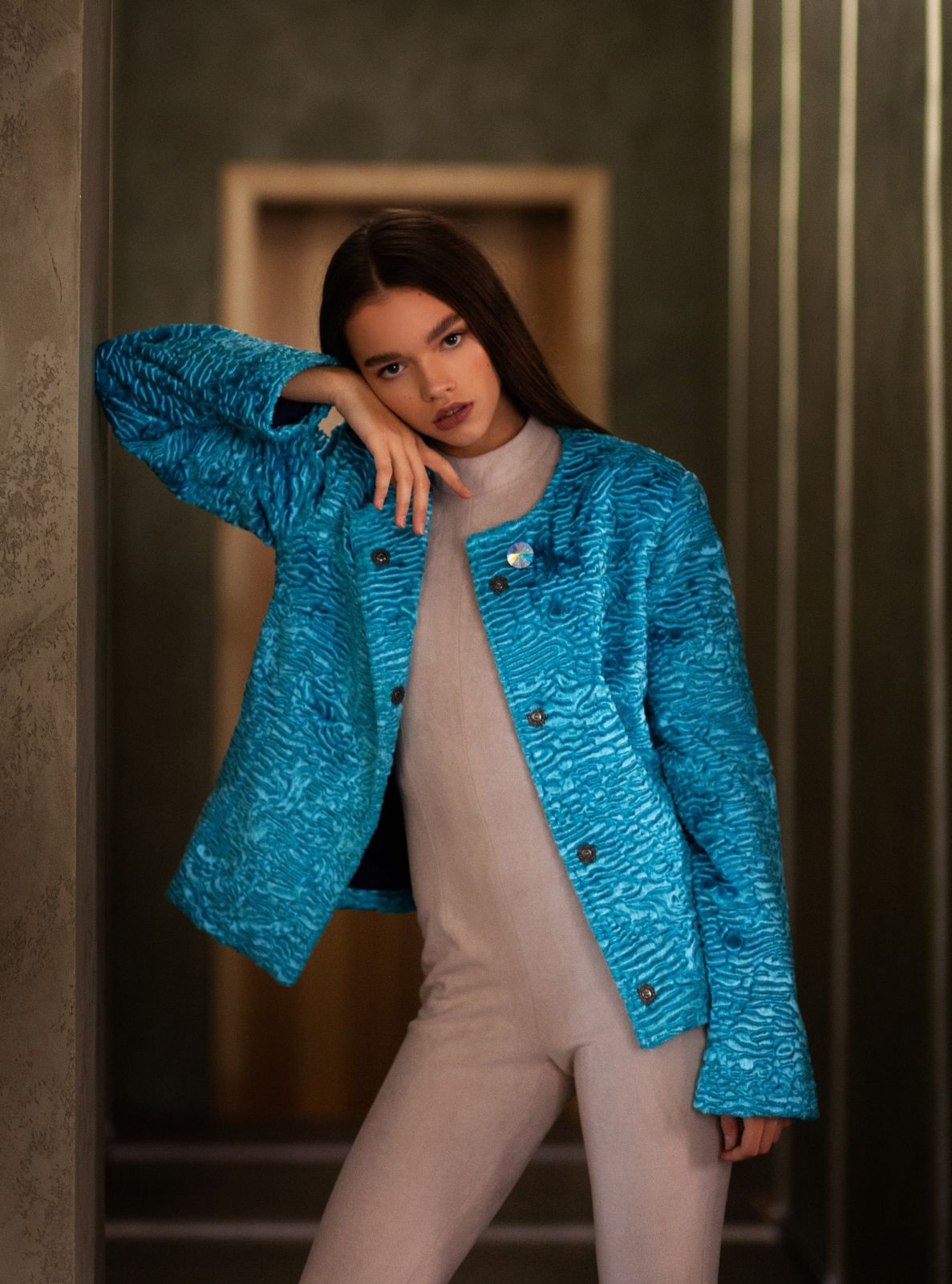 Photo #4 - Coat eco fur Tissavel - astrakhan aquamarine