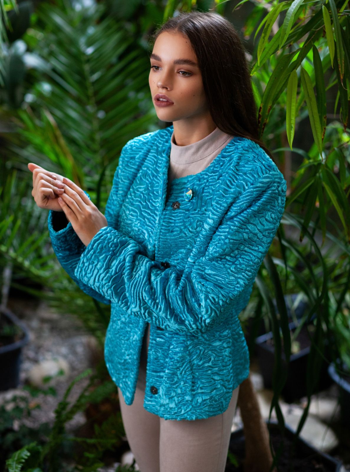 Photo #1 - Coat eco fur Tissavel - astrakhan aquamarine