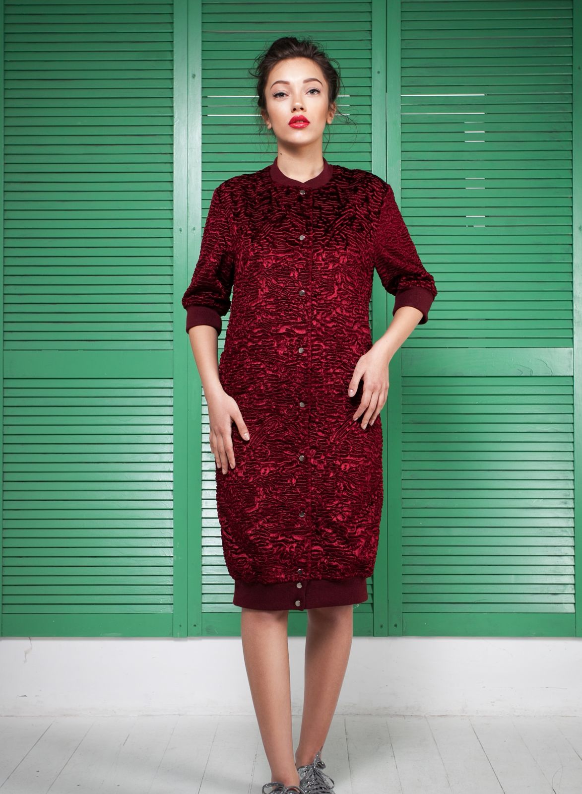 Photo #2 - Bomber eco fur Tissavel - astrakhan garnet