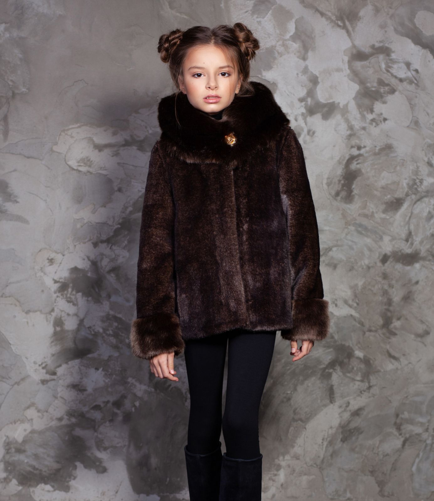 Photo #1 - Kids coat eco fur Tissavel - mink cappuccino