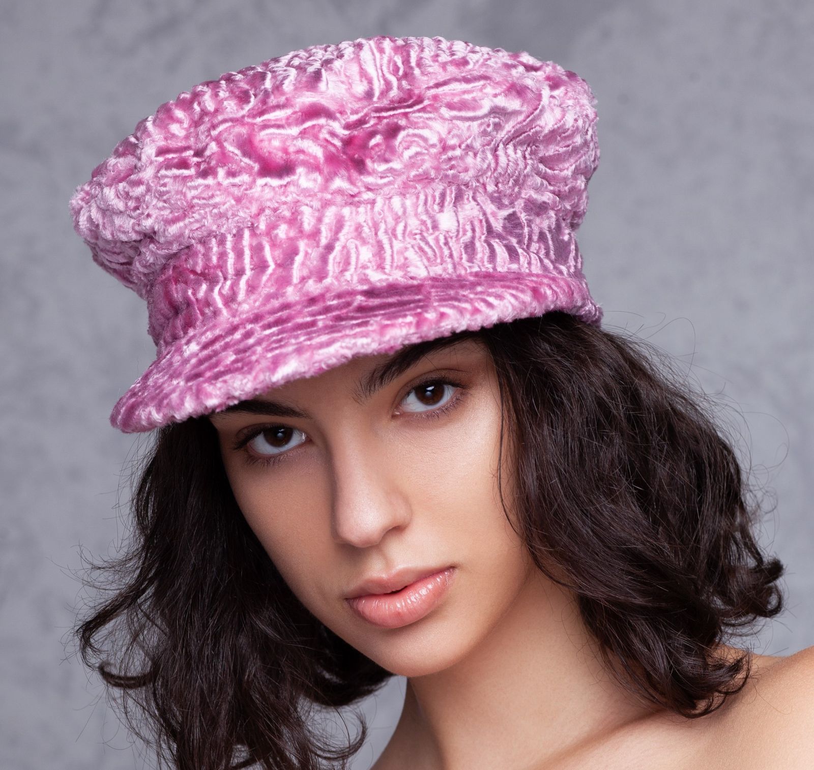 Photo #1 - Baker boy hat eco fur Tissavel - astrakhan quartz