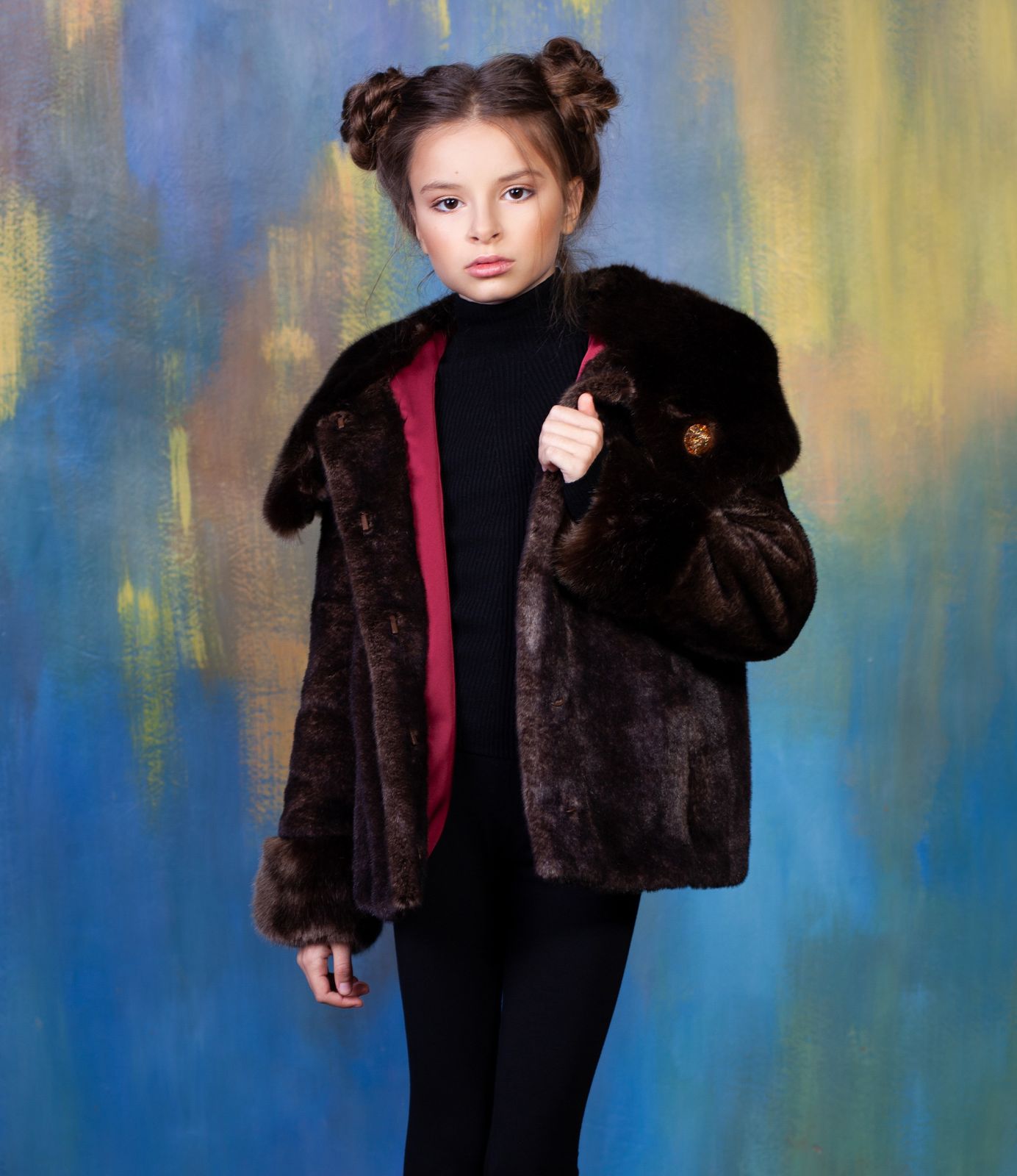 Photo #2 - Kids coat eco fur Tissavel - mink cappuccino