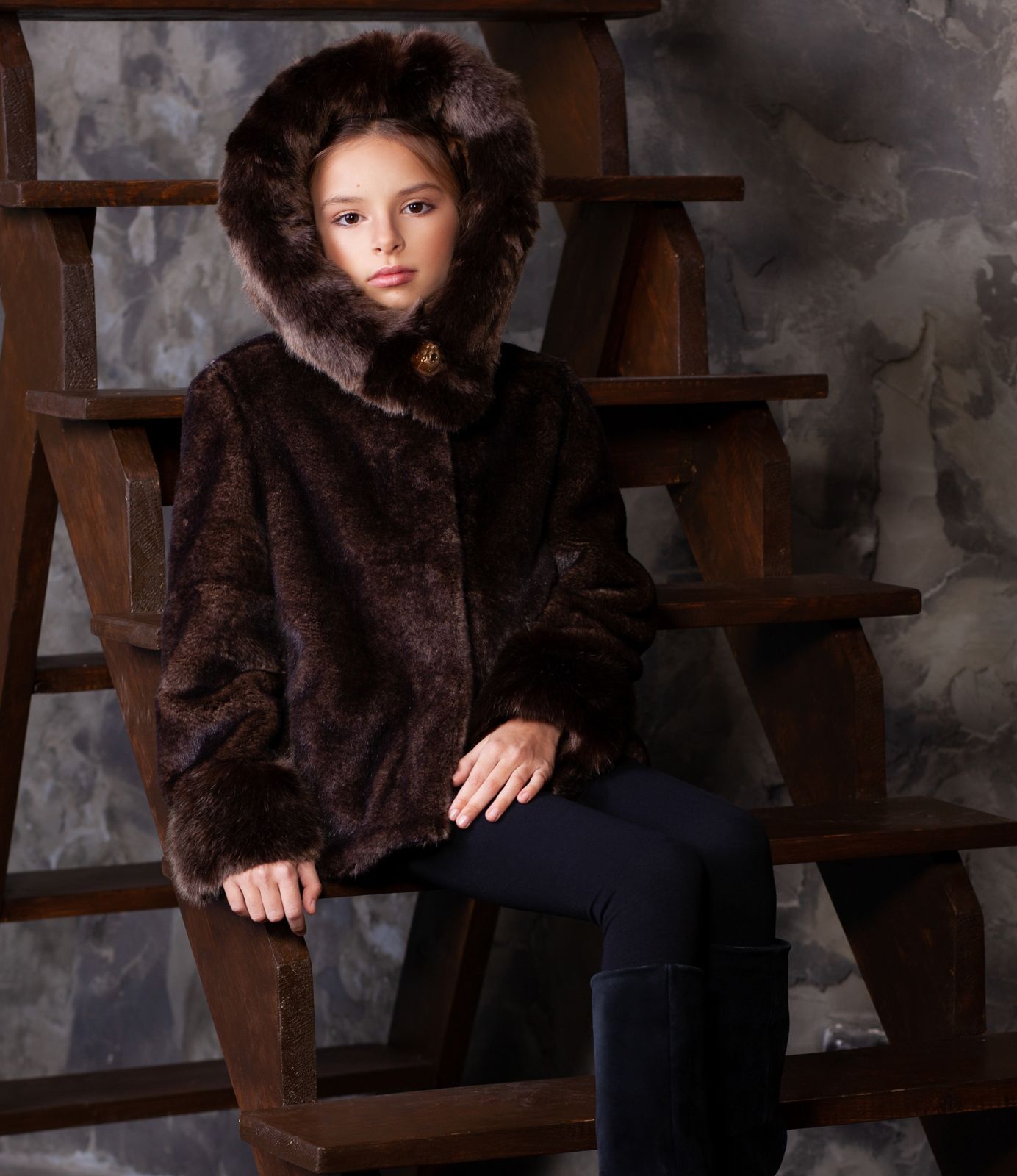 Photo #3 - Kids coat eco fur Tissavel - mink cappuccino