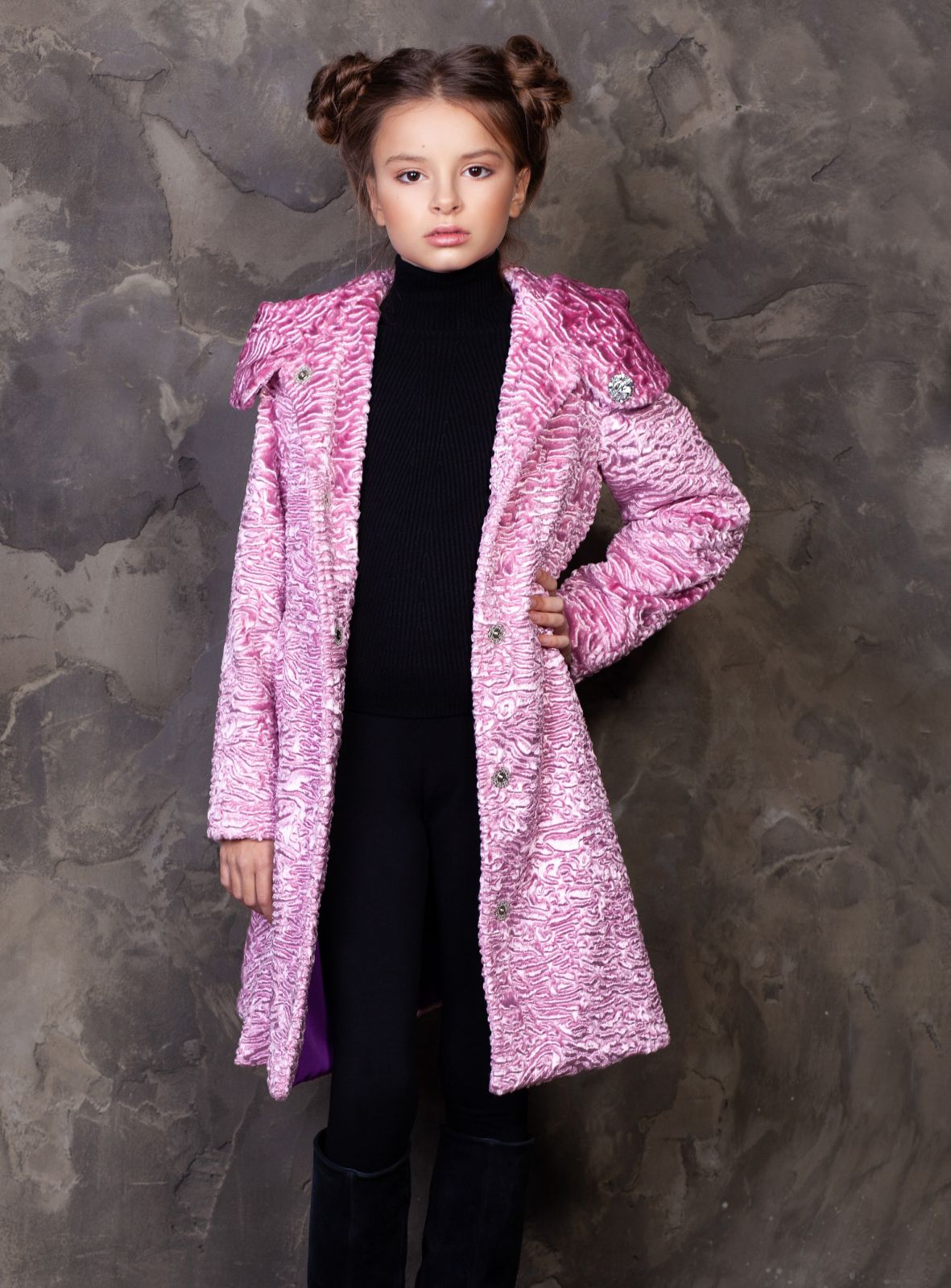Photo #2 - Kids coat eco fur Tissavel - astrakhan quartz