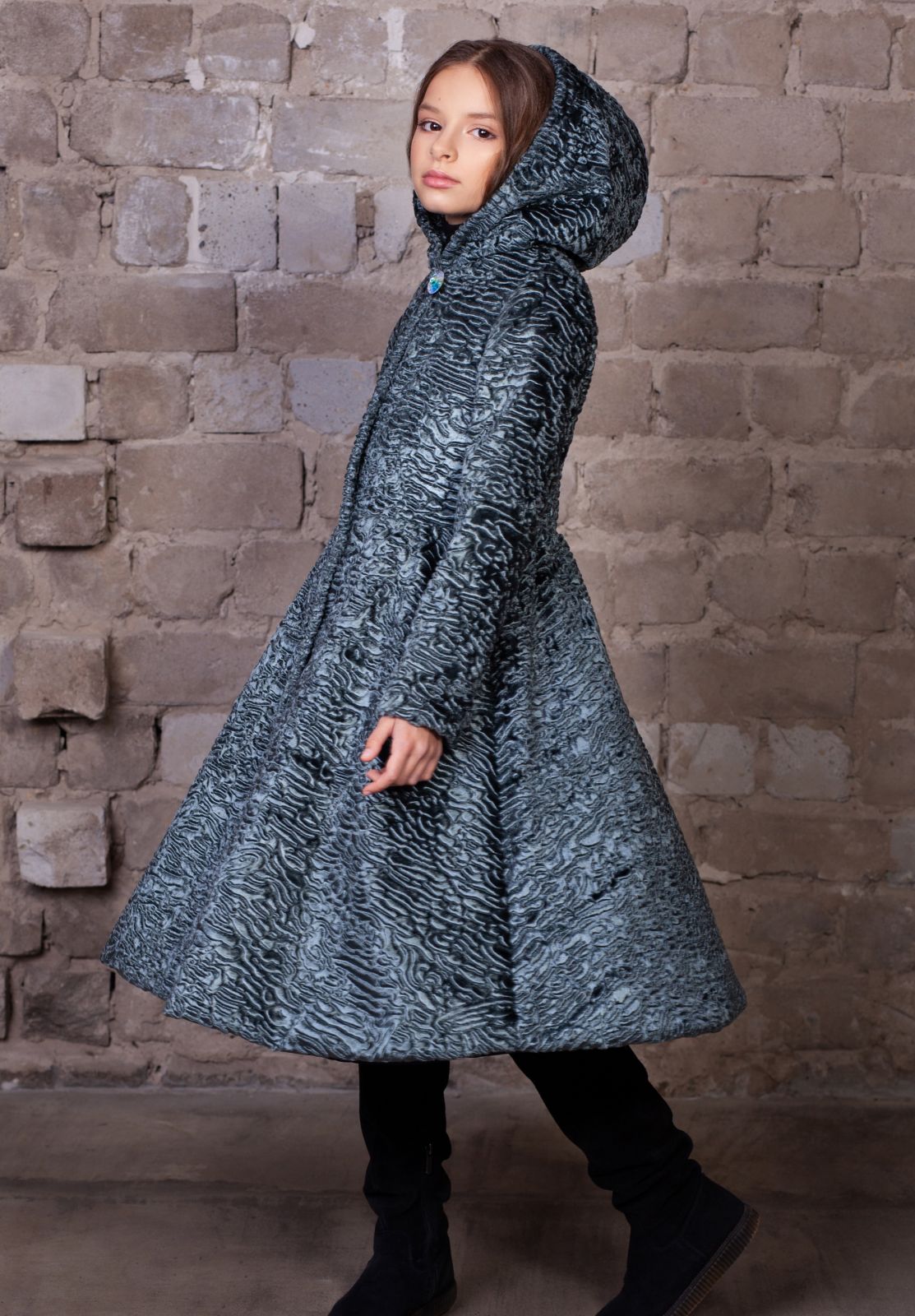 Photo #2 - Kids coat eco fur Tissavel - astrakhan marengo