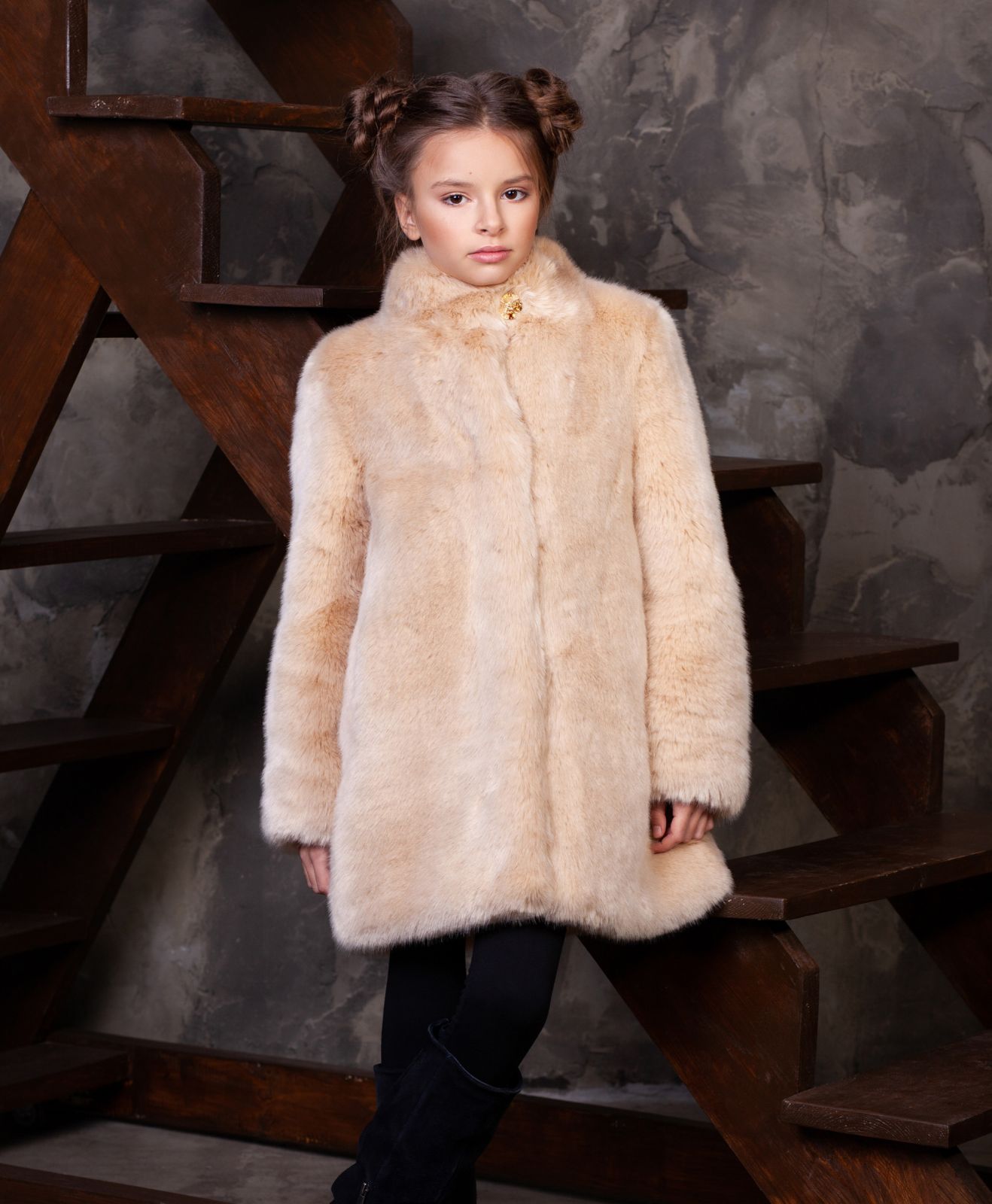 Photo #1 - Kids coat eco fur Tissavel - sable onyx