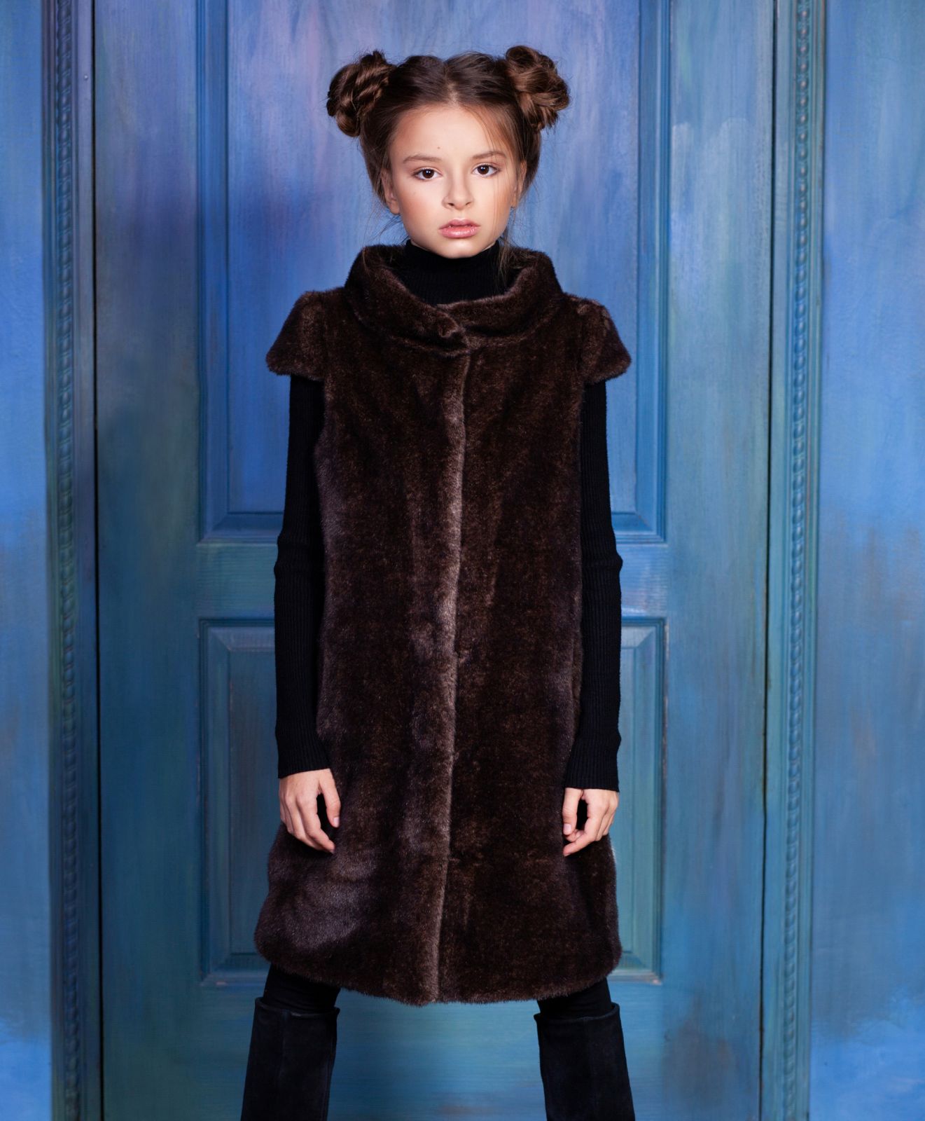 Photo #1 - Kids vest eco fur Tissavel - mink cappuccino