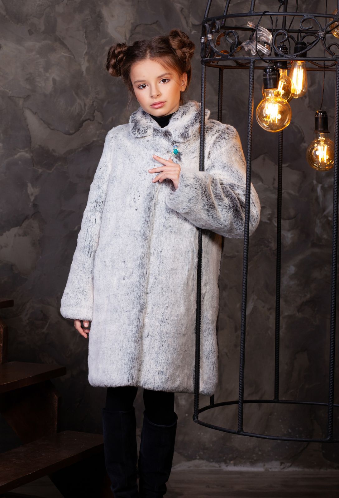Photo #1 - Kids coat eco fur Tissavel - chinchilla diamond