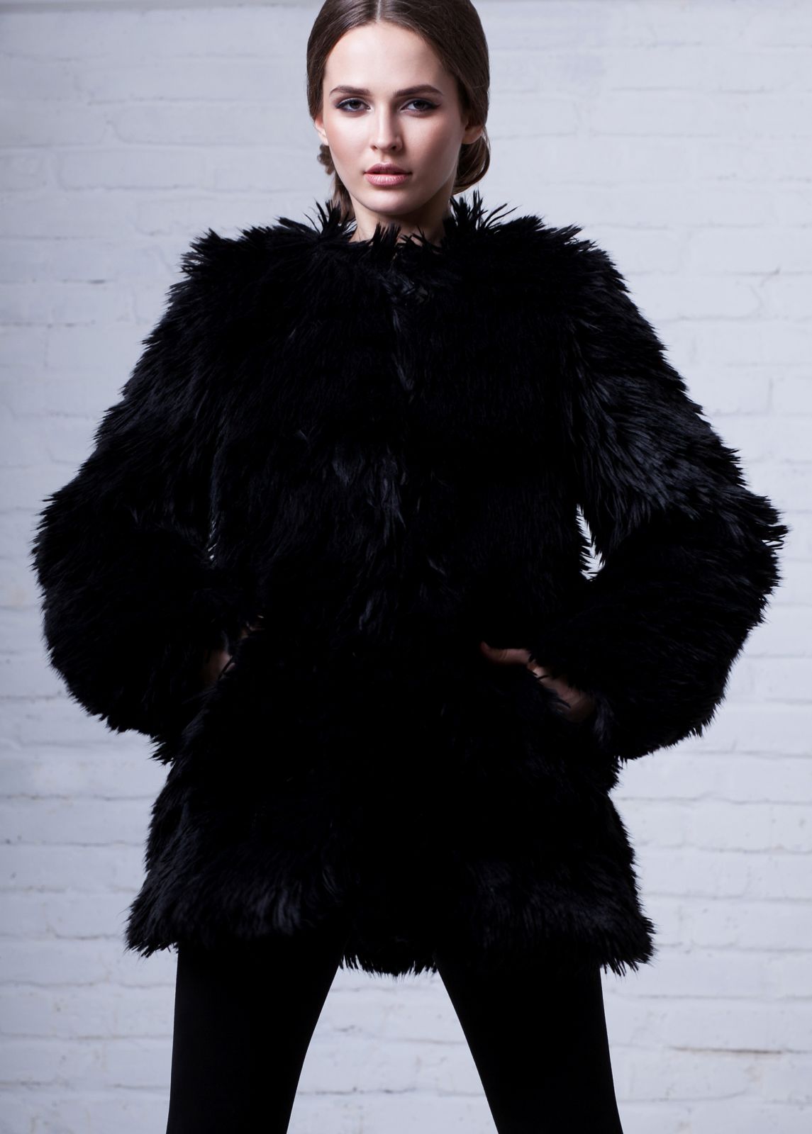 Photo #1 - Coat eco fur Tissavel - lama obsidian