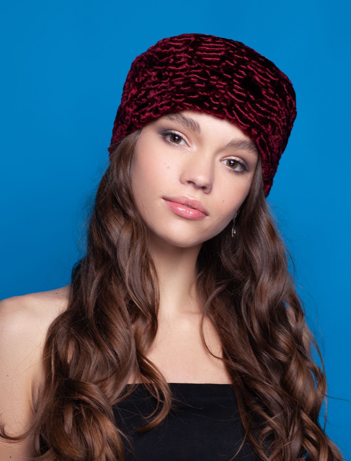 Photo #2 - Hat eco fur Tissavel - astrakhan garnet