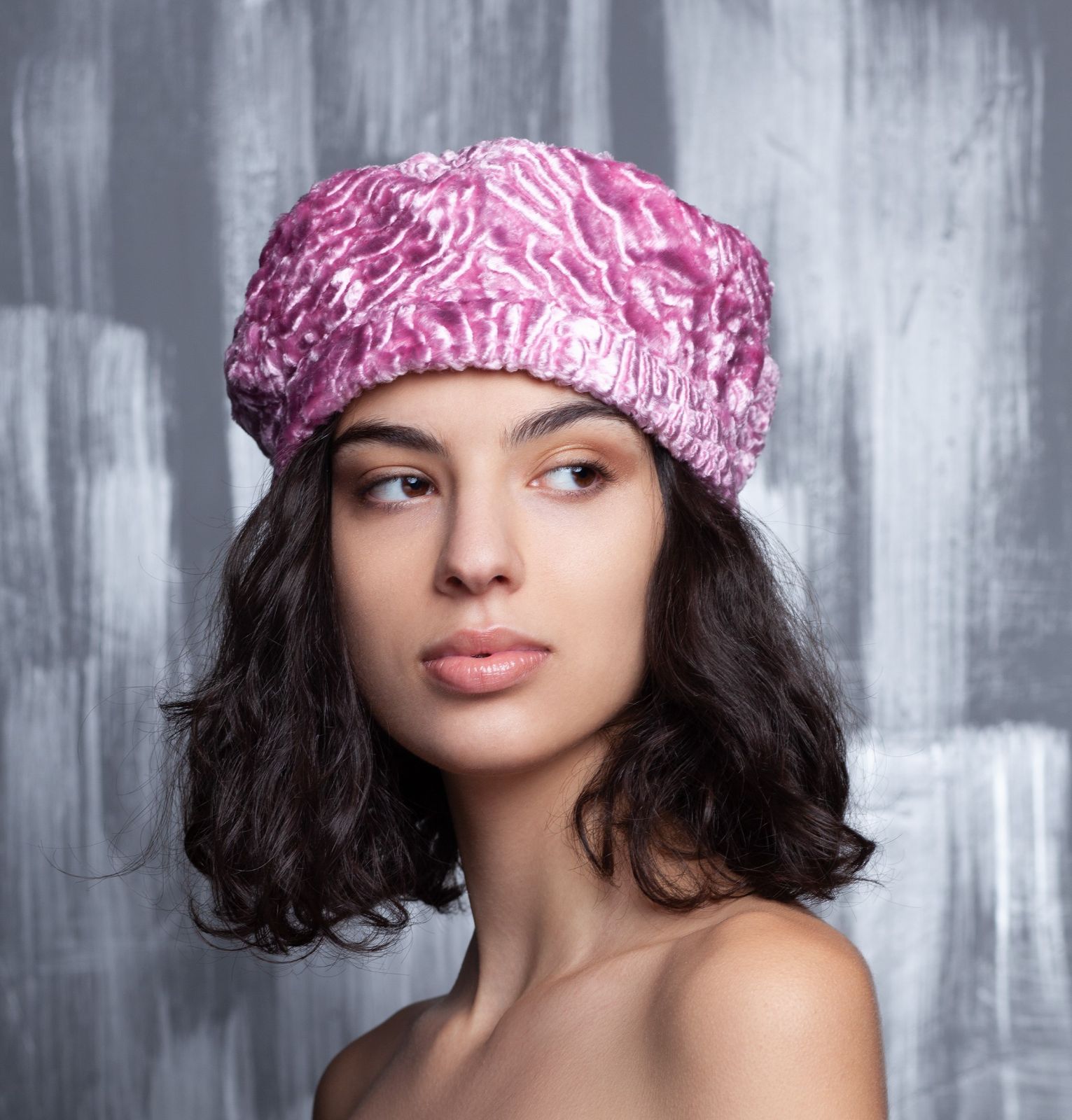 Photo #2 - Beret eco fur Tissavel - astrakhan quartz