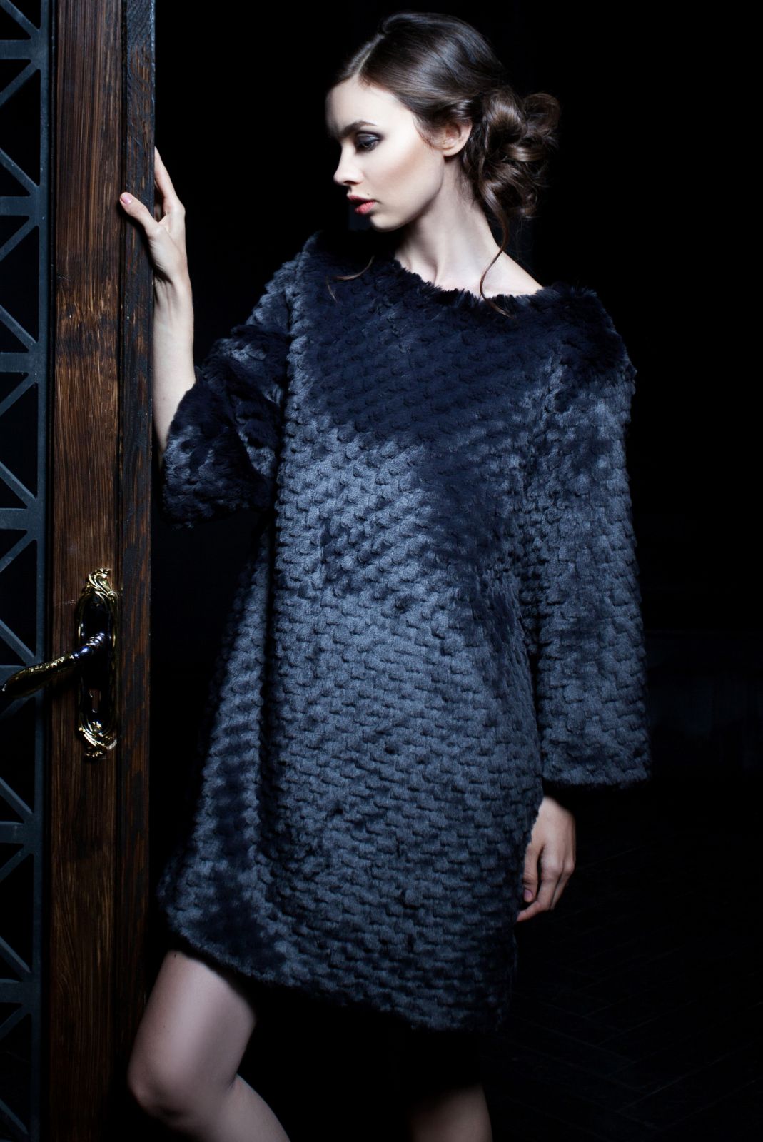 Photo #2 - Sweater eco fur Tissavel - chinchilla knitted graphite